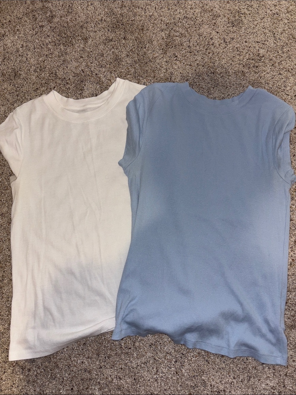 a new day Women’s Short Sleeve Crew Tees - White & Light Blue